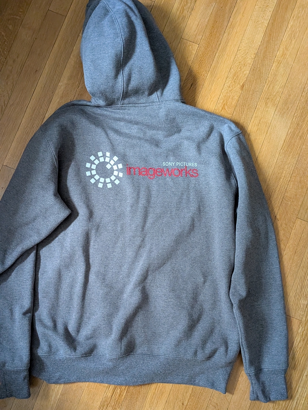 Initial Attraction Men's Gray Sony Imageworks Logo Zip Hoodie. Size XL